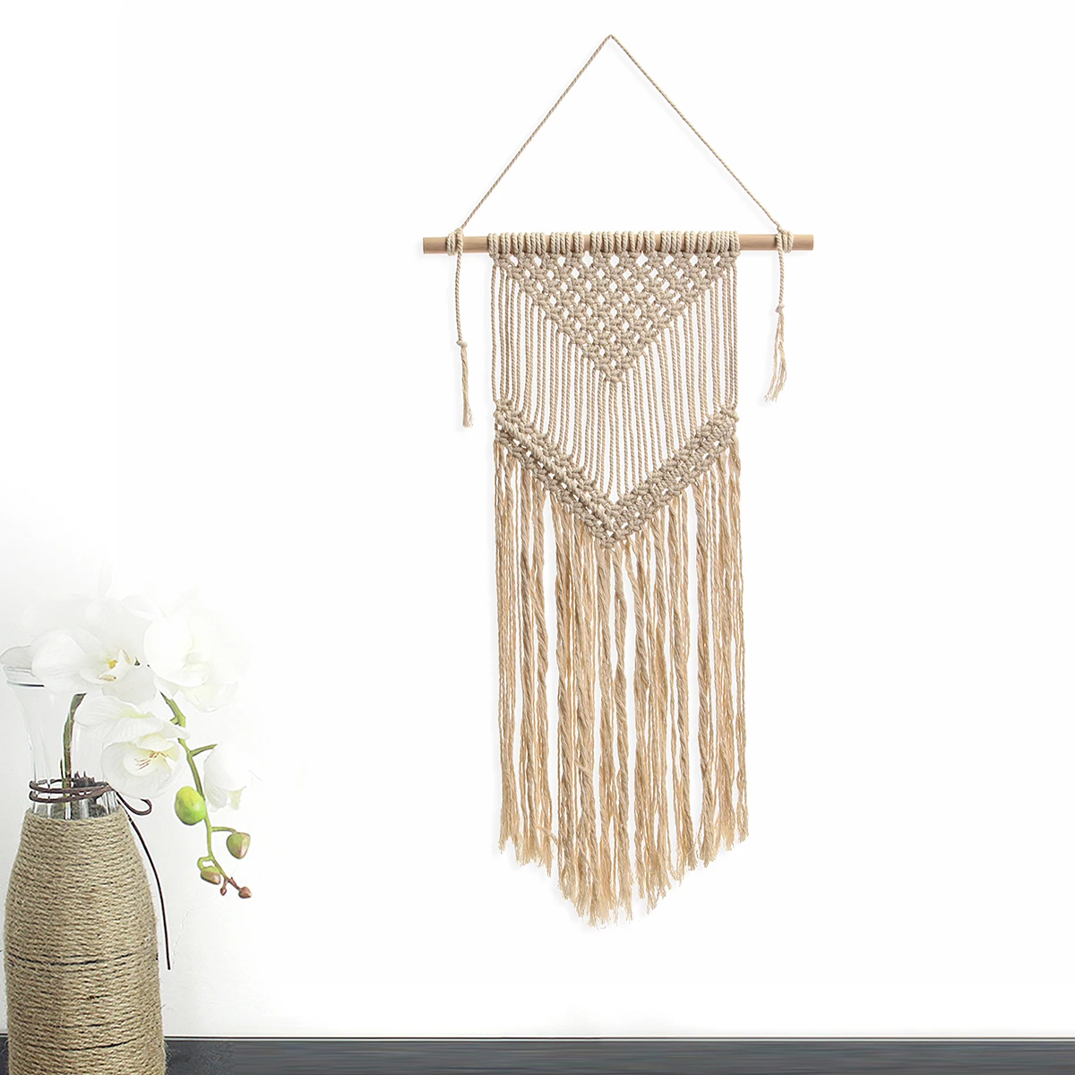 

Handmade Knitted Cotton Boho Wall Hanging Tapestry Bohemian Woven Wall Hanging Macrame for Living Room Home Decor Supplies Gifts
