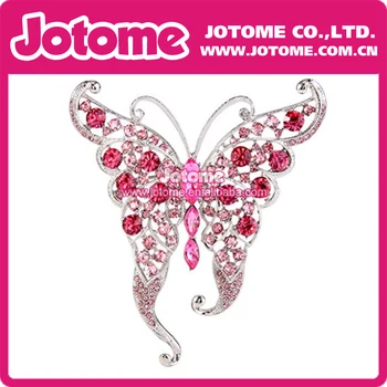 

Bling Butterfly Pink Rhinestone Crystal Brooch Silver-Tone