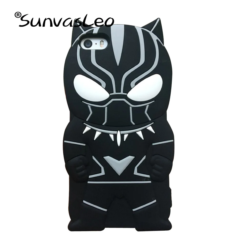 

For iPhone 5 5S SE 6 6s 7 8 Plus X Original New Black Panther 3D Cartoon Animal Soft Silicone Case Phone Back Cover Skin Shell