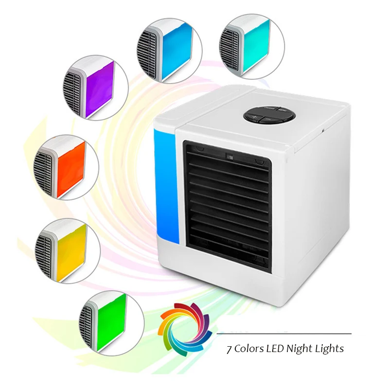 

Mini USB Air Conditioner 7 Colors Light Air Cooling Fan Desktop Air Cooler Fan Humidifier Purifier Mist Maker For Office Room