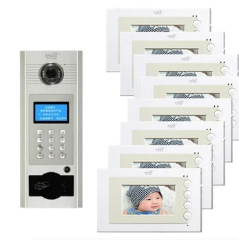 

XINSILU Visual building intercom system doorbell 4.3" Video Door Phone w/t Inductive and Password Unlocking for 8-apartments