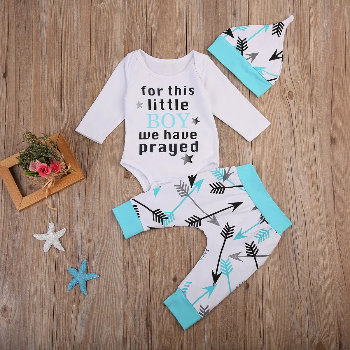 3Pcs Newborn Infant Baby Boys Clothes Sets Bodysuit Long Sleeve Cotton