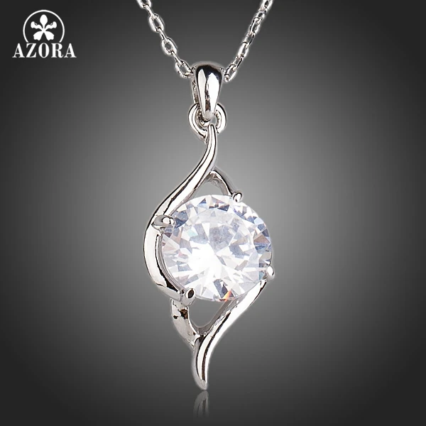 AZORA элегантное платье принцессы подарок с Clear Cubic Zirconia кулон ожерелье TN0147 |