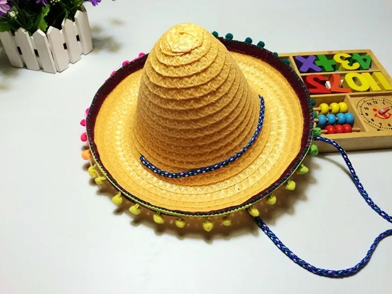 Соломенная детская шляпка Sombrero вечерние шляпки с помпоном 6 шт./лот|Мужские шляпы
