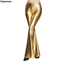 Новые золотые брюки женские сексуальные высокие Wasit Брюки 2018 расшитые блестками широкие брюки повседневные длинные брюки Женские