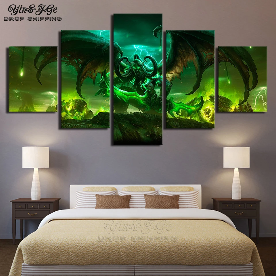 

Modular Game Pictures HD Print 5 Pieces Game World Of Warcraft Painting Wall Art Living Room Home Decoration Frameworks Poster