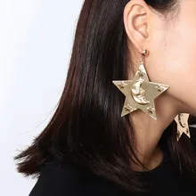 Новые горячие тяжелые панк металлические текстуры личности Гипербола большая звезда форма Луна лицо сексуальные модные большие серьги-гвоздики женские ювелирные изделия