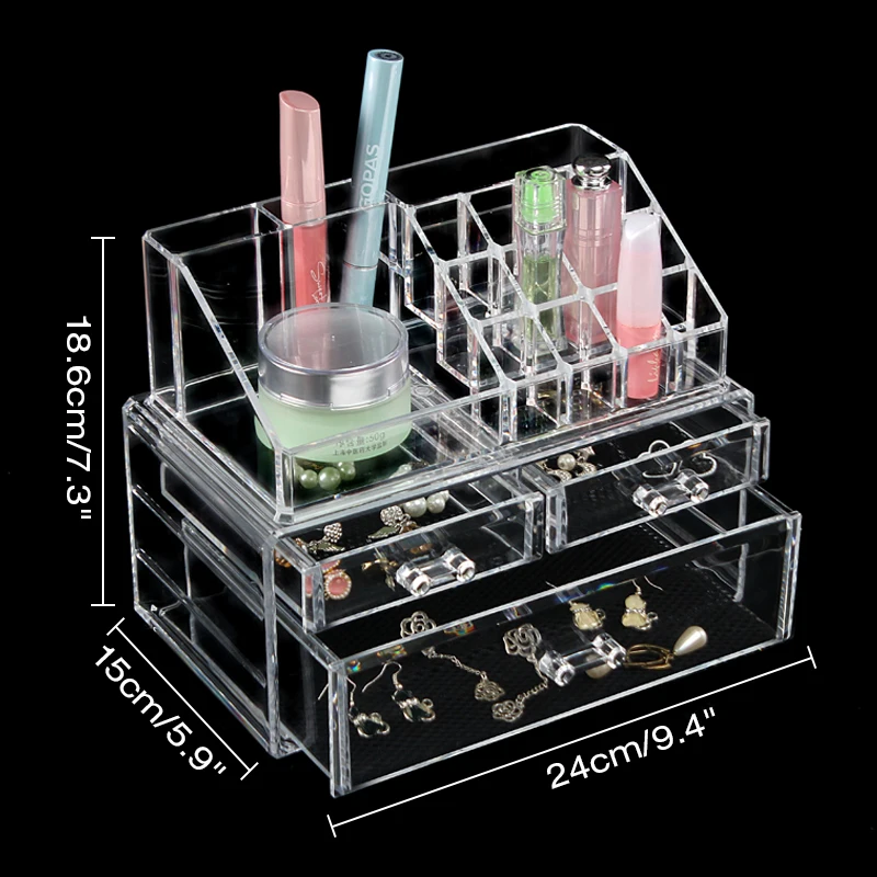 Прозрачный акриловый косметический Органайзер, ящик для хранения косметики, стол, ванная комната, Кисть для макияжа, губная помада, держатель - Цвет: C