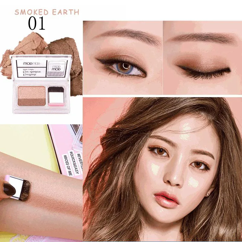 

Duo Color Easy Makeup Eyeshadow Palette Shimmer Matte High Pigment Sunset Eyeshadow Make Up Smoky Gold Brown Eyeshadow C013