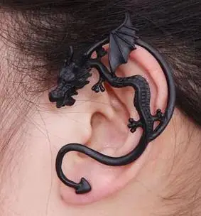 

OMH wholesale 6Pcs off 30% = $0.61/pair Black America and Europe Vintage Gothic Punk Domineering Dragon Stud Earrings EH322