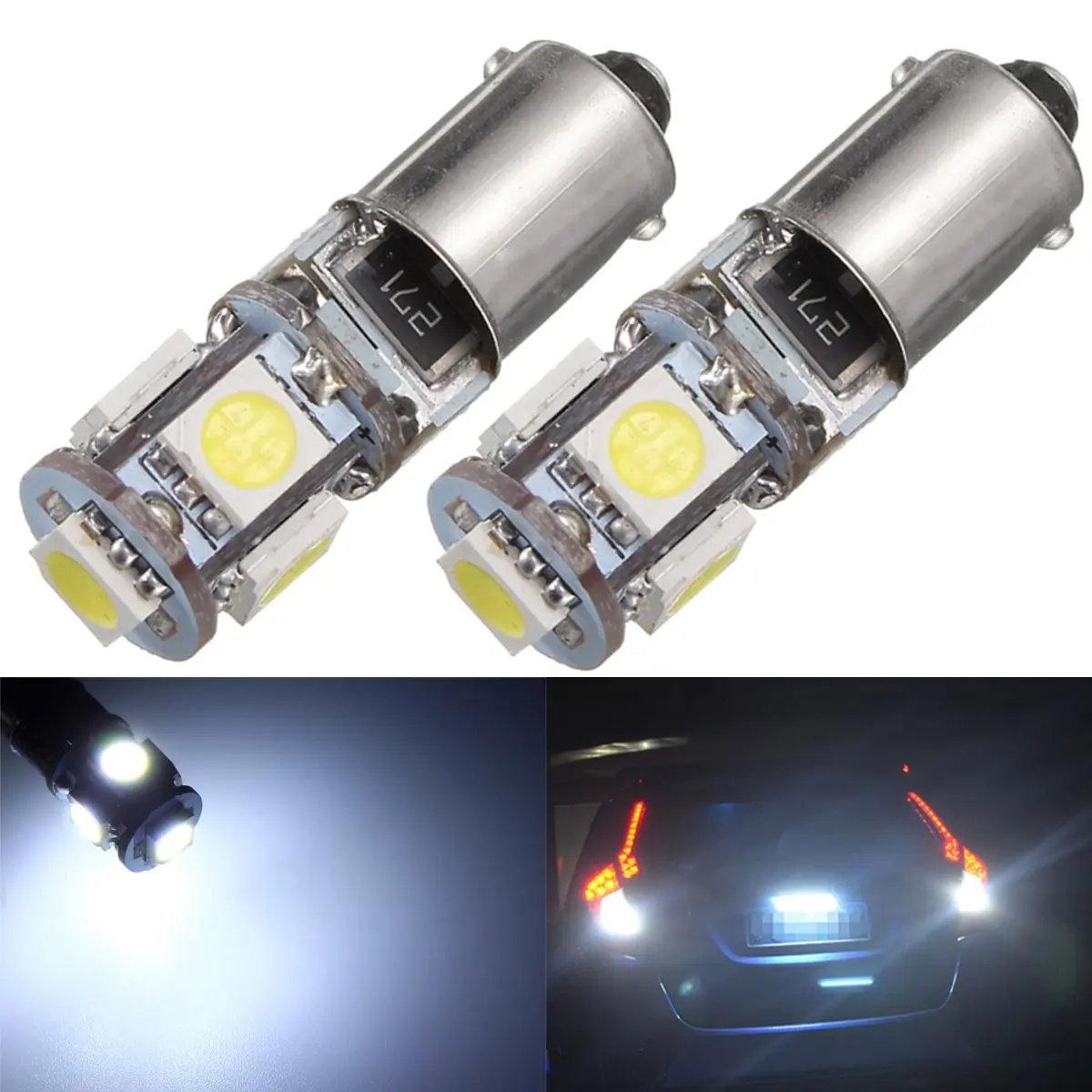 2 шт. BAX9S H6W 5LED боковой задний парковочный Интерьер лампы для габарисветильник