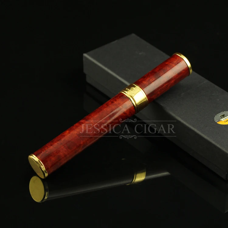 

COHIBA Gadgets Red Metal Travel Cigar Tube Jar Holder Mini Cigar Humidor Portable Cigarette Storage Tubes