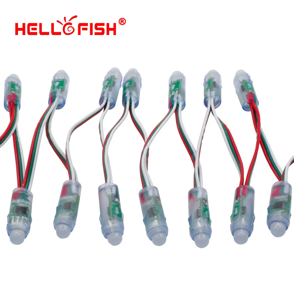 Hello Fish 12 мм WS2811 полноцветный пиксельный модуль DC5V IP68 водонепроницаемый точечный светильник для рекламы 50 шт./лот