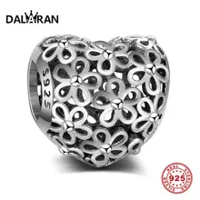 Даларан сердце цветов серебряные амулеты стерлингового серебра 925 ажурные бусины подходят DIY браслеты ожерелья для женщин Изготовление ювелирных изделий