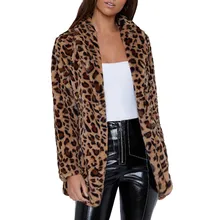 Женский зимний Кардиган с леопардовым принтом из искусственного меха с длинным рукавом, куртка, верхняя одежда, пальто, женская мода jaqueta feminina, леопардовая SA60