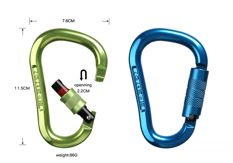 Xinda Профессиональный безопасный скалолазание карабин 25KN алюминиевый сплав высокая прочность Кемпинг изогнутый полюс замок наружное оборудование