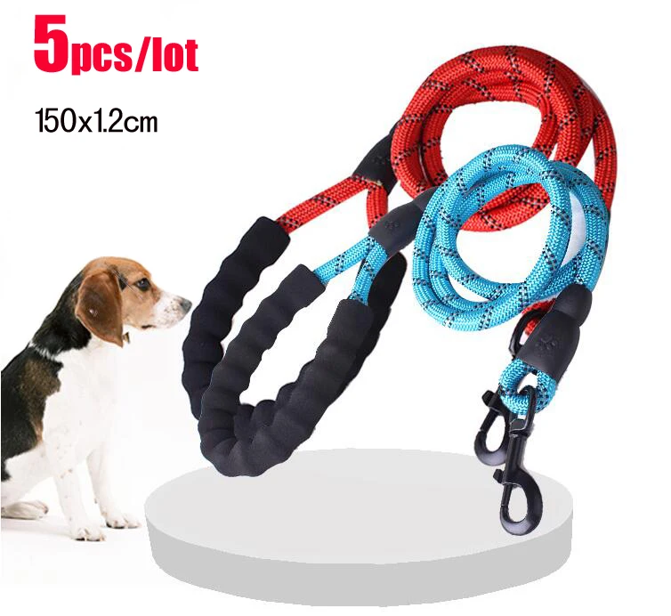 5 Pcs/lot Pet Leash Reflective Dog Spring Leash Nylon Dog Traction Rope
