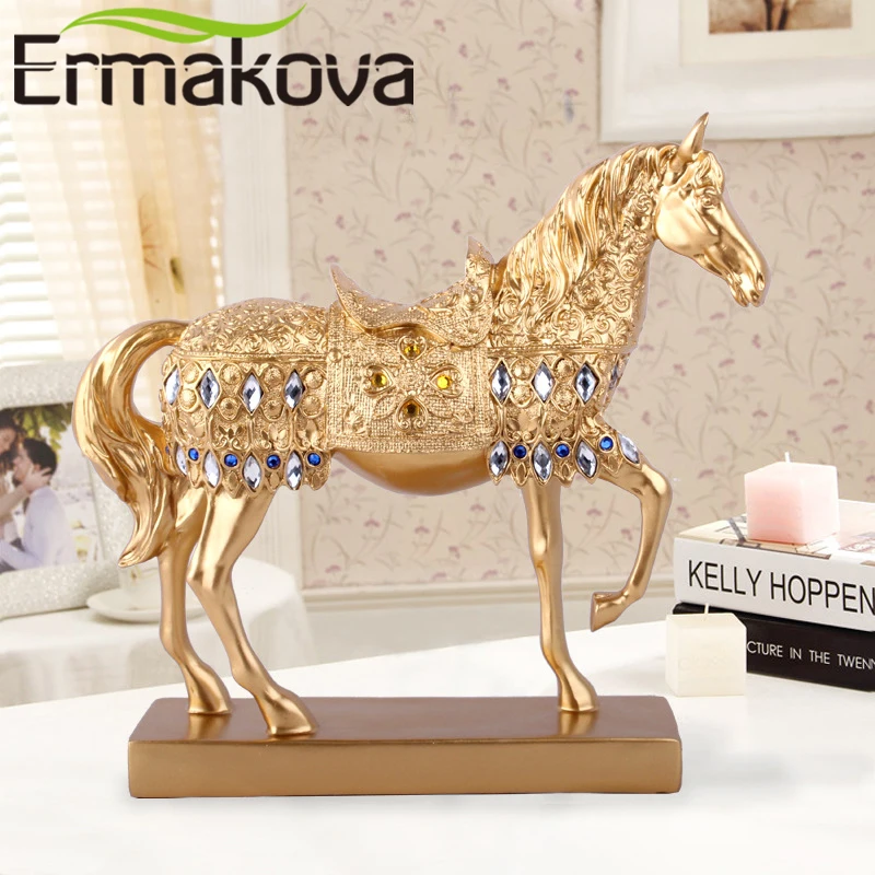 ERMAKOVA статуя Золотой рысцой лошади скульптура животного статуэтка лошади миниатюрная домашний офис Декор