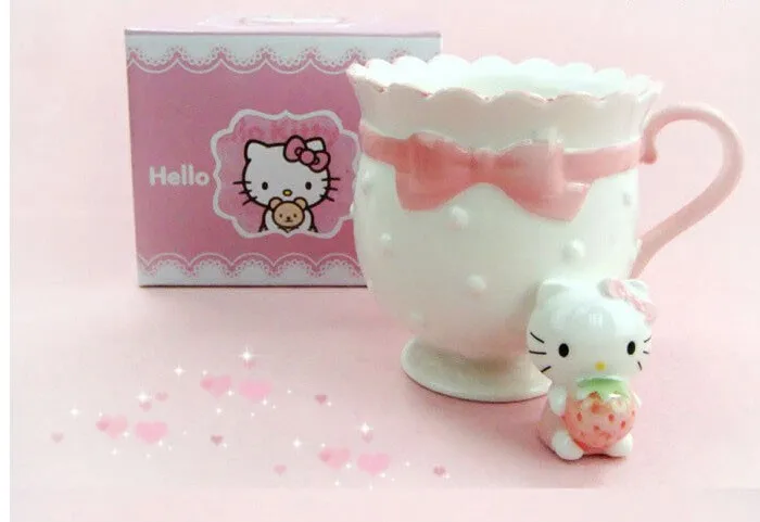 Kawaii Милая принцесса розовый кролик мультфильм hello kitty керамическая чашка для напитков кофейная кружка