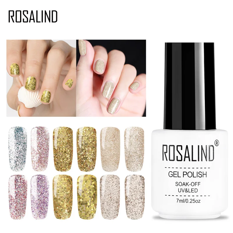  ROSALIND Gel Nail Polish UV Colors Semi Permanent Varnish 7ml Holographic Nail Art Manicure Polish 