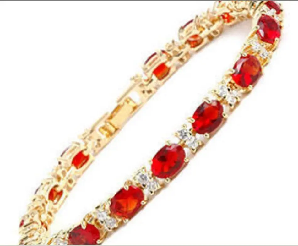 FREE SHIPPING>>> Fine Beautiful 7.5" Red Crystal Bracelet AAA+G+R+in