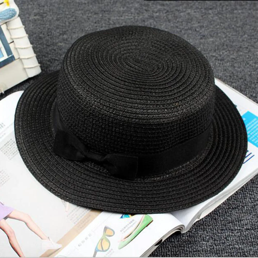 Горячая Распродажа, популярные женские летние соломенные шляпы с круглым плоским козырьком, соломенная шляпа