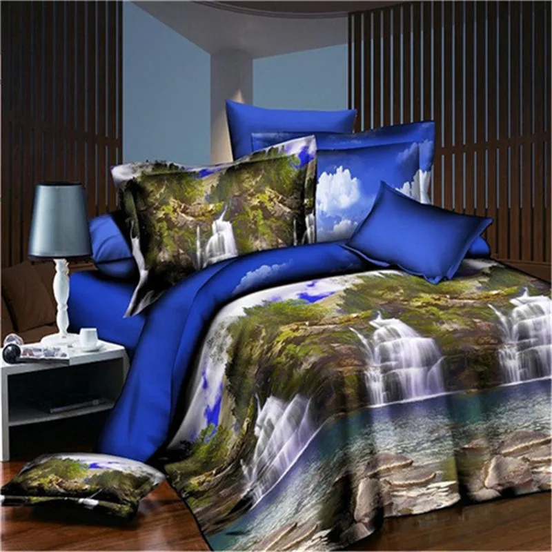 

3D printed beautiful scenery bedding[4pcs] Cover+Bed Sheet+2 Pillowcases size queen