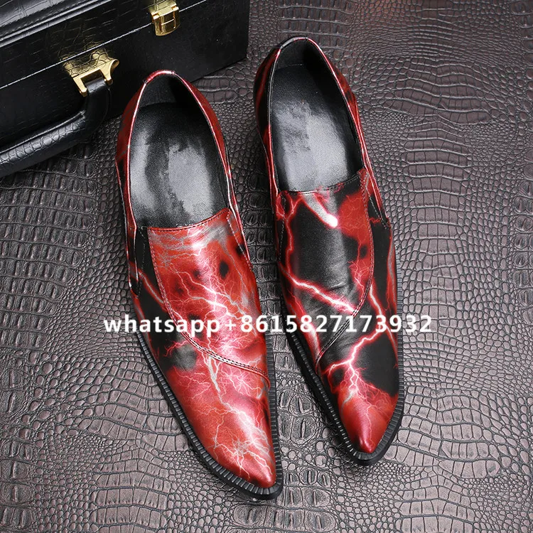

Height Increase 2017 Lightning Shoes Mens Red Slip-On Pointed Toe Wedges Flats Men Prom Shoes Wedding Shoes Mens Dress Shoes