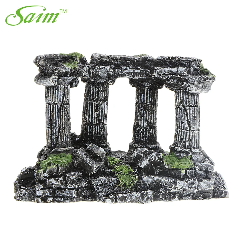 

Saim Greek Temple Stone With 4 Pillars Aquarium Fish Tank Decoration Artificial Rock Stone Ornament for Aquarium Fish Cave Stone