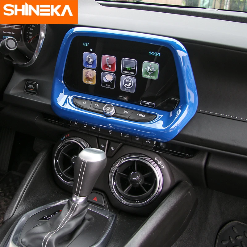 SHINEKA интерьер Молдинги для Chevrolet Camaro до 7 8 дюймов навигации Экран панель GPS украшения рамки крышка Стикеры