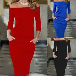 Улица весна модные женские туфли с длинным рукавом Bodycon Повседневное Вечерние Коктейль клуб платье