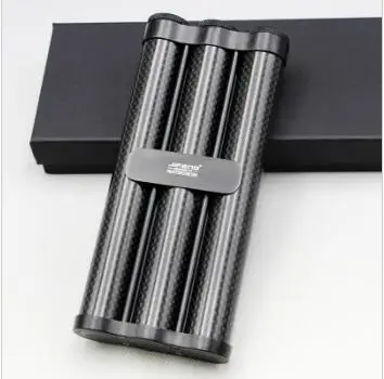 

New Arrival! three tubes Copper Meter Black Travel use Humidifier Three Holder Cigar Tube With Gift Box