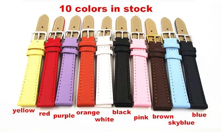 

Wholesale 50PCS / lot 16MM PU with genuine leather Watch band watch strap 10 colors -3198