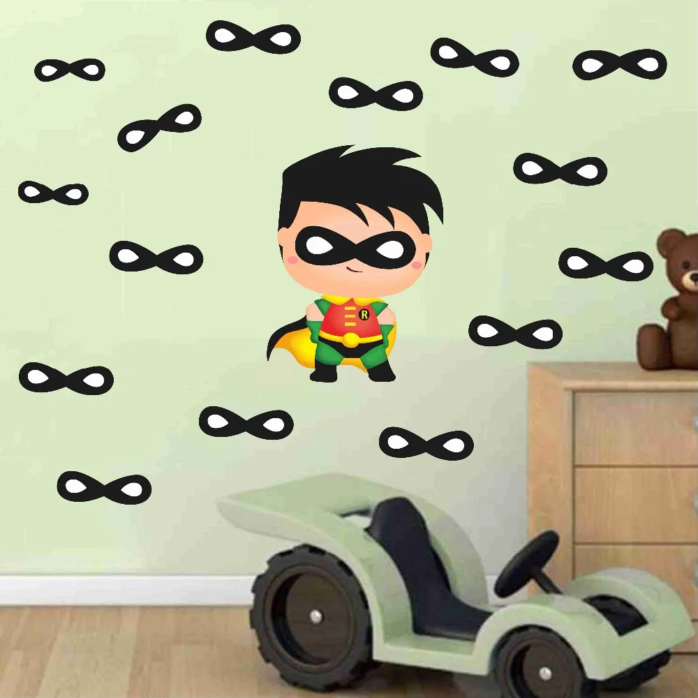 Cartoon Color Superman Batman Wall Stickers Cute Creative Decals Decoration For House Kids Nursery Baby Room Murals Vinyl Art  (4)