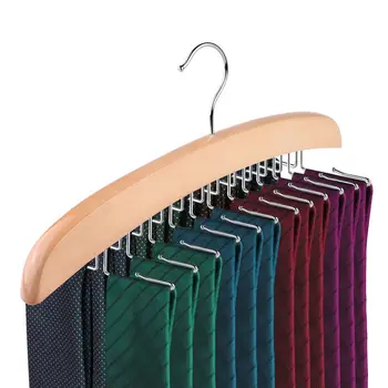 24 Hooks Storage Rack Tie Belt Organizer Rotating Ties Hanger Holder Closet Organization Wardrobe Finishing