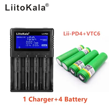 

1 pcs LiitoKala lii-PD4 LCD 3.7 v 18650 Battery charger 21700 + pcs 18650 3000 VTC6 4 30A Cigarette Electronic toys flashligh to