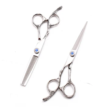 

Left-Hand 5.5 inch 16cm Customized Logo 440C Professional Hairdressing Scissors Cutting Shears Thinning Scissors Hair Scissors
