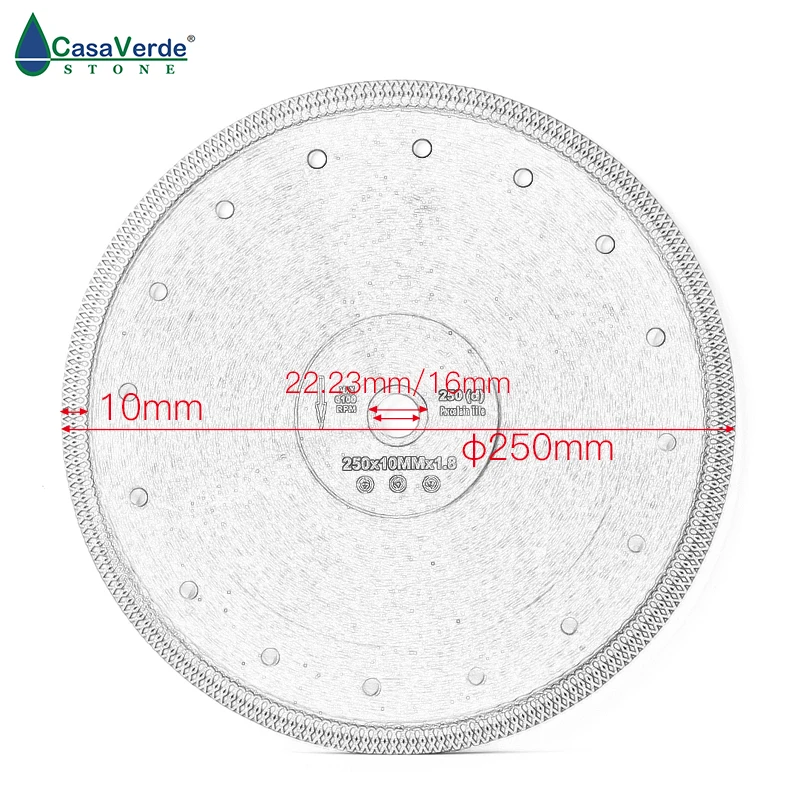 DC-SXSB08 10 дюймов супер тонкий алмазный фарфоровый пильный диск 250 мм для резки фарфора и керамической плитки