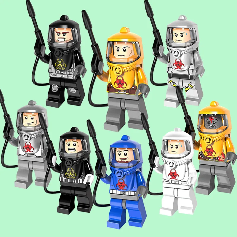 

CZHY Building Blocks Fire-fighting Anti-chemical Clothers Zombie SuperHero Bricks Dolls Kids DIY Toys Hobbies PG8081 Figures