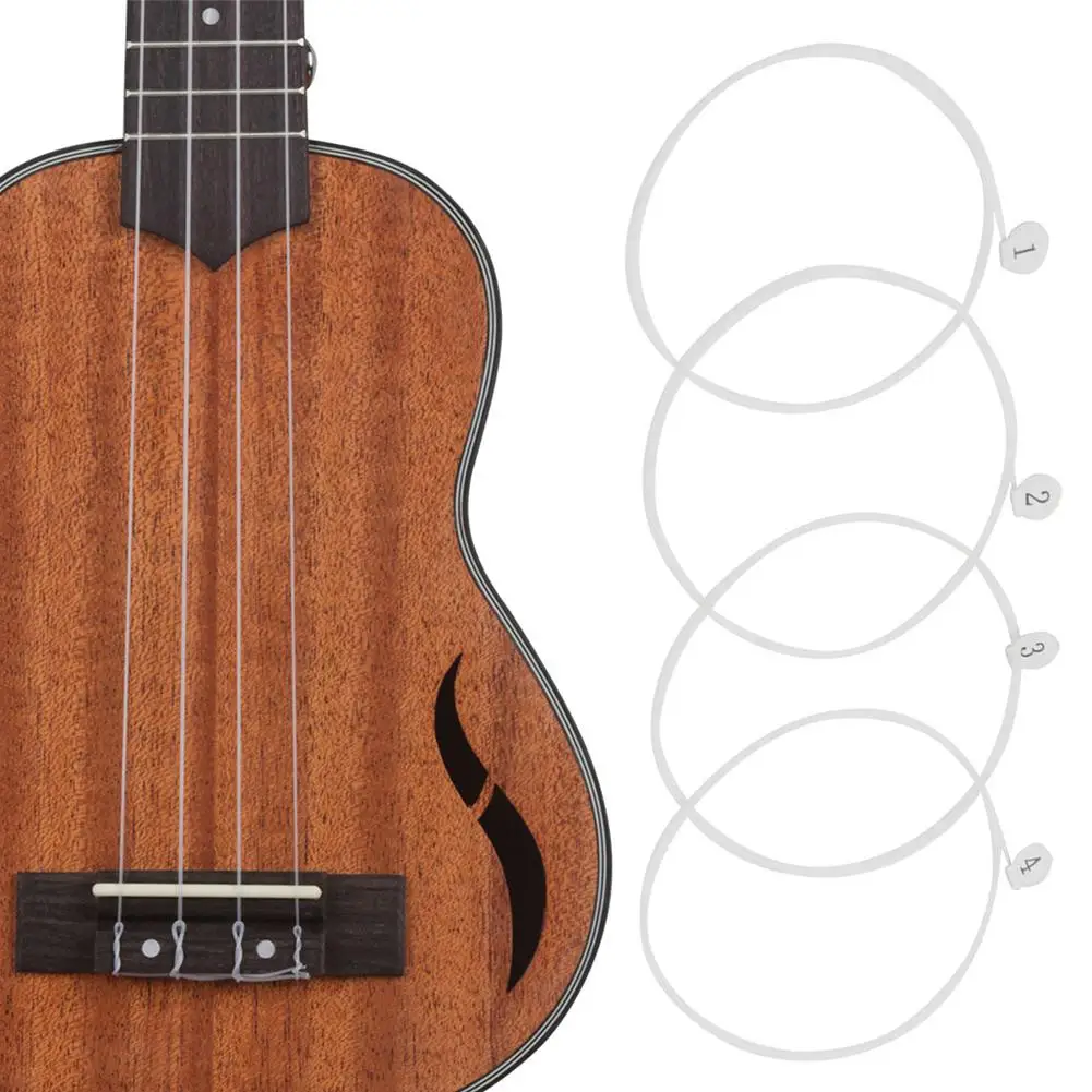 4pcs/set Durable White Nylon Ukulele Strings for Soprano Concert Tenor