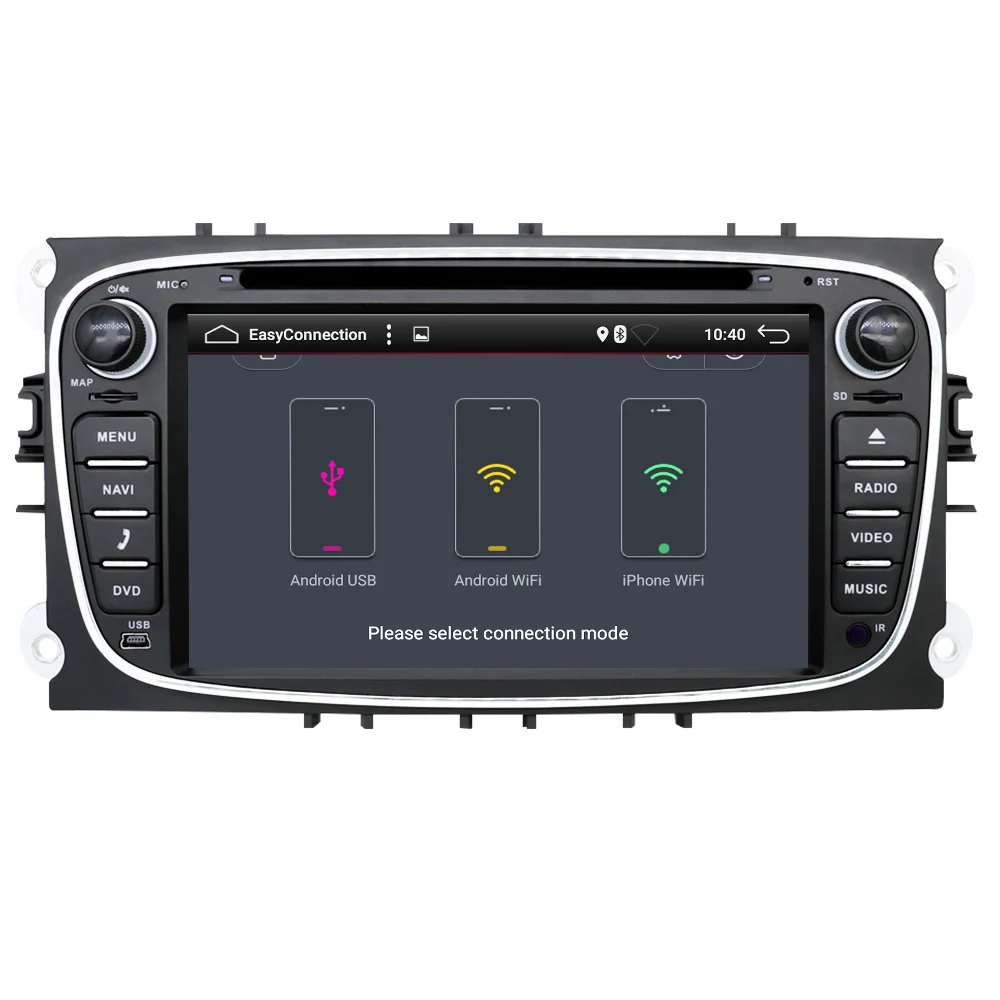 Eunavi 2 din Android 7.1 Quad Core Car DVD Player GPS Navi for Ford Focus Galaxy with Audio Radio Stereo wifi Head Unit 1024*600