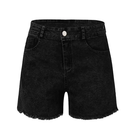 JAYCOSIN женская одежда обтягивающие эластичные облегающие джинсы шорты Женская Новая мода с высокой талией бахромой бедра летние джинсовые шорты - Цвет: BK