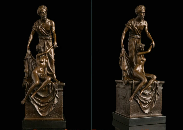 

Art Deco Sculpture Beard Man And Nude Woman Bronze Statue Signed wholesale Bronze Arts outlets