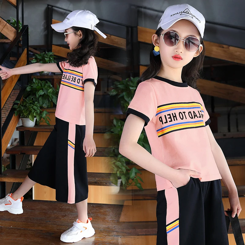 

12 Girls Suit 11 Summer Fashion Clothing 10 Girls Short 9 Children's Wear 8 Hole Shorts +T-shirt TWO-Piece 7 5 4 3 Years Old