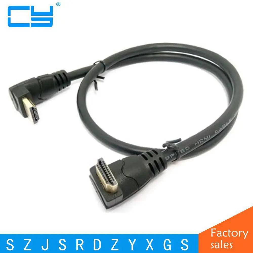 HDMI 2 0 4K 3D двойной 90 градусов вверх под углом штекер в вниз Угловой HDTV кабель 30 см/60