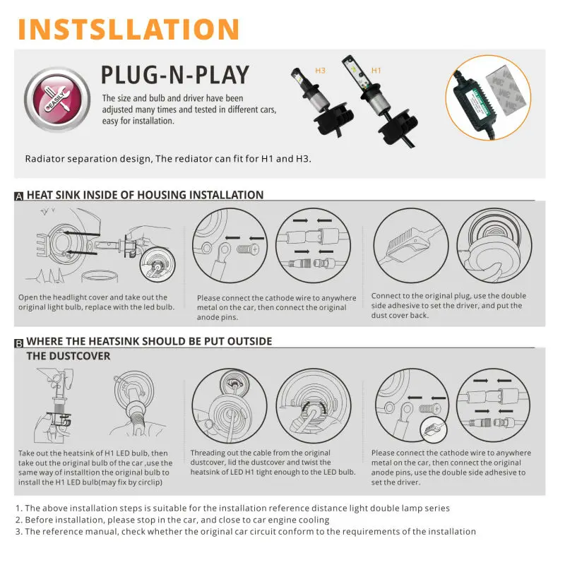 Hot Car Styling COB Cars Headlight LED H1 H3 6000K Led Headlamp Kit DRL Fog Lamp Bulbs
