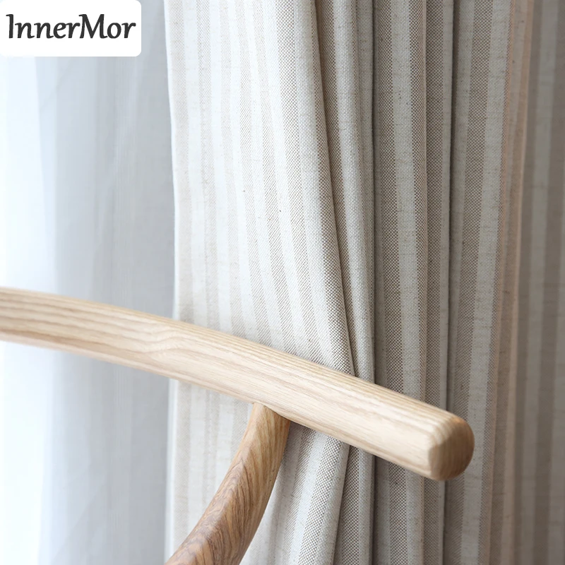 Innermor мягкие шторы из искусственного льна для гостиной жаккардовые в полоску