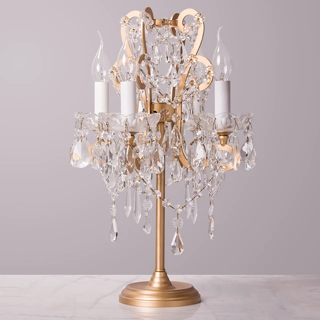 French Vintage Wrought Iron Crystal Table Lamp Bedroom Bedside French Vintage Wrought Iron Crystal Table Lamp Bedroom Bedside Princess Castle Manor Children Room