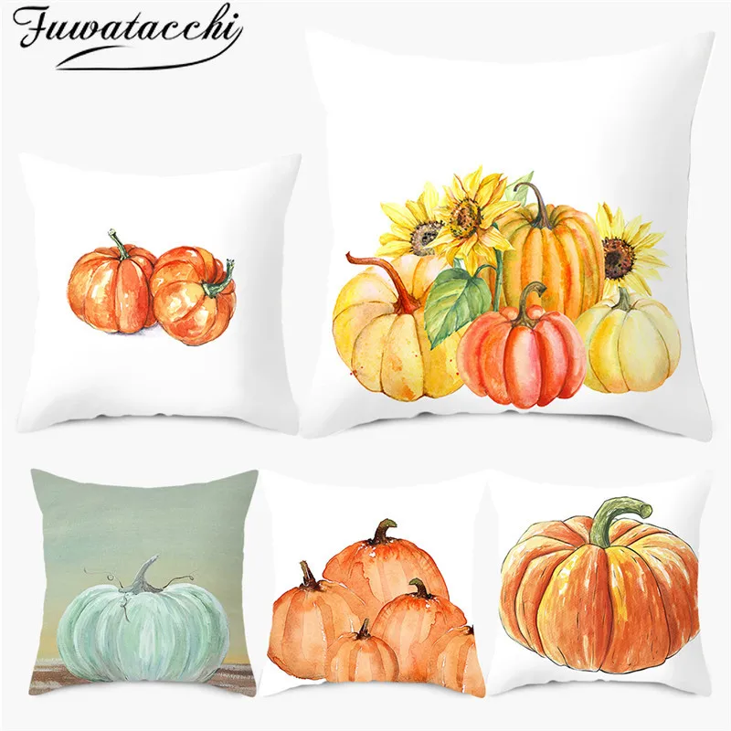 

Fuwatacchi Fruit Cushion Cover Thanksgiving Pumpkin Painting Home Gift Pillows Covers Decorative Throw Pillows for Decorations