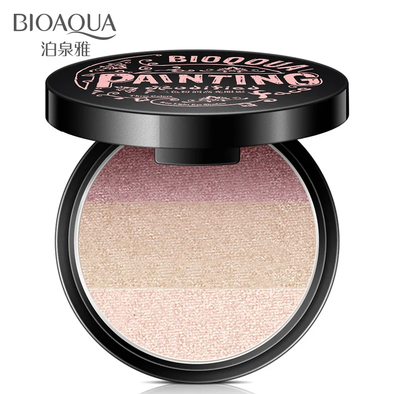 

BIOAQUA 3 Colors Portable Eyeshadow Long Lasting Highlighter Makeup Palette Good Quality Highlight Powder Metal Nude Eye Shadow